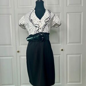 Cocomo Polka Dots Shirt with Black Skirt Dress